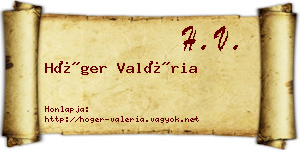 Höger Valéria névjegykártya
